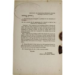 1865 C.S.A. General Orders Naming Lee 