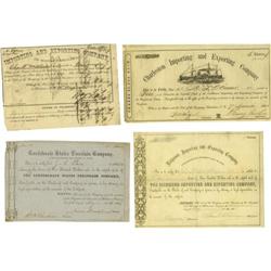 Five Confederate Stock Certificates 