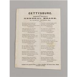 Gettysburg Song Sheet Dedicated to Meade 