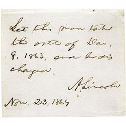 Abraham Lincoln Clipped Endorsement Signed 