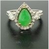 Image 5 : 14k Two Tone Gold Pear Jade & Large Diamond Accents w/ Halo 2.89 ctw Ring