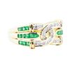 Image 1 : 0.66 ctw Emerald And Diamond Ring - 18KT Yellow Gold