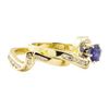 Image 3 : 1.47 ctw Blue Sapphire And Diamond Ring And Band - 14KT Yellow Gold