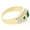 Image 8 : Petite 14K TT Gold 0.68 ctw 3 Cabochon Emerald & Diamond Accented Cocktail Ring