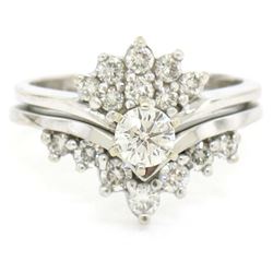14kt White Gold 1.00 ctw Diamond Cluster Cocktail Ring