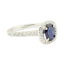 1.94 ctw Oval Brilliant Blue Sapphire And Diamond Ring - 14KT White Gold