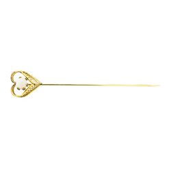 Opal Heart Stick Pin - Yellow Gold Plated