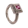 Image 4 : 0.79 ctw Pink Sapphire and Diamond Ring - 14KT White Gold