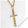 Image 5 : 18kt Yellow Gold 0.40 ctw Round and Baguette Diamond Cross Pendant Necklace