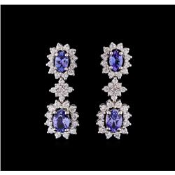 2.35 ctw Tanzanite and Diamond Earrings - 14KT White Gold