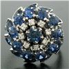 Image 2 : 14k White Gold 3.56 ctw Tiered Round Marquise Sapphire Old Diamond Ring