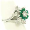 Image 7 : 14k White Gold 2.25 ctw Round Emerald & Diamond Ladies Star Cluster Cocktail Rin