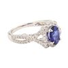 Image 1 : 1.36 ctw Sapphire and Diamond Ring - 18KT White Gold