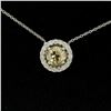 Image 2 : 14k White Gold GIA 1.41 ctw Fancy Brownish Yellow Round Diamond Pendant w/ Halo