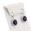 Image 2 : 14.80 ctw Blue Sapphire and 0.46 ctw Diamond 14K White Gold Earrings