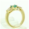 Image 8 : 18kt Yellow Gold 1.73 ctw Round Emerald and Marquise Diamond Ring