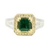 Image 2 : 3.11 ctw Square Step Emerald And Diamond Ring - 18KT White And Yellow Gold