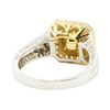 Image 3 : 3.11 ctw Square Step Emerald And Diamond Ring - 18KT White And Yellow Gold