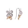 Image 1 : 0.50 ctw Diamond Floral Motif French Wire Earrings - 14KT Rose and White Gold