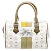 Image 3 : MCM Gold & White Visetos Coated Canvas Leather Boston Bag