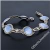Image 2 : Antique Art Deco 14kt White Gold Blue Moonstone Etched Filigree Bracelet