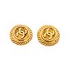 Image 2 : Chanel Vintage Gold CC Logo Rope Round Clip On Earrings