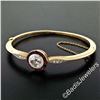 Image 2 : Antique 18kt Yellow Gold and Platinum 2.75 ctw Diamond Ruby Halo Bangle Bracelet