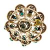 Image 5 : Antique 14kt Rose Gold Round Turquoise and White Enamel Swirl Flower Brooch