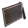 Image 3 : Gucci Black Gold Leather Sega Pouch Wristlet Clutch