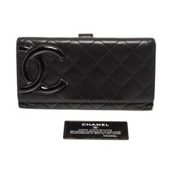 Chanel Black Quilted Leather Black CC Cambon Long Wallet