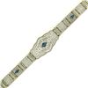 Image 1 : Antique Art Deco 10k White Gold 7" Wide Marquise Filigree & Sapphire Bracelet