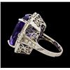Image 3 : 31.60 ctw Tanzanite and Diamond Ring - 14KT White Gold