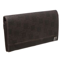 Dunhill Dark Brown Canvas Leather Bifold Long Wallet