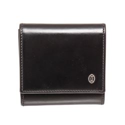 Cartier Black Leather Square Coin Purse Wallet