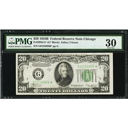 1934B $20 Chicago Federal Reserve STAR Note PMG 30