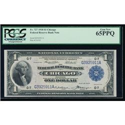 1918 $1 Chicago Federal Reserve Note PCGS 65PPQ