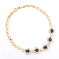 Plated 18KT Yellow Gold 3.05ctw Black Sapphire and Diamond Bracelet