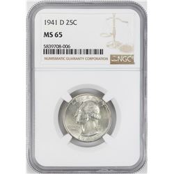 1941-D Washington Quarter Coin NGC MS65