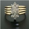 Image 6 : 14k Two Tone Gold Diamond .85 ctw Round G VS Diamond Elongated Ribbed Cluster Ri