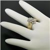 Image 7 : 14k Two Tone Gold Diamond .85 ctw Round G VS Diamond Elongated Ribbed Cluster Ri