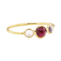 1.20 ctw Ruby and Moonstone Ring - 18KT Yellow Gold