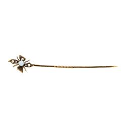 Opal and Seed Pearl Stick Pin - 9KT Yellow Gold