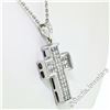 Image 5 : 18kt White Gold 1.31 ctw Invisible Set Princess Cut Diamond Cross Pendant Neckla