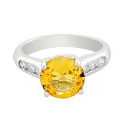 14KT White Gold 2.50 ctw Citrine and Diamond Ring