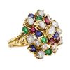 Image 1 : 7.08 ctw Ruby, Emerald, Sapphire, and Diamond Ring - 18KT Yellow Gold and Platin