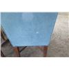 Image 8 : Square Wooden Table w/ Metal Base (38" x 38" x 29") & 4 Upholstered Chairs