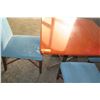 Image 8 : Square Wooden Table w/ Metal Base (38" x 38" x 29") & 4 Upholstered Chairs