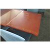 Image 2 : 2 Rectangular Wooden Tables w/ Metal Base (38" x 28" x 30") & 4 Upholstered Chairs
