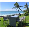 Image 1 : Long Gray Bar-Height Table 81"x 31.5" x 42"H & 6 Chairs, Woven Synthetic Material, Removable Plexigl