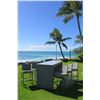 Image 2 : Long Gray Bar-Height Table 81"x 31.5" x 42"H & 6 Chairs, Woven Synthetic Material, Removable Plexigl